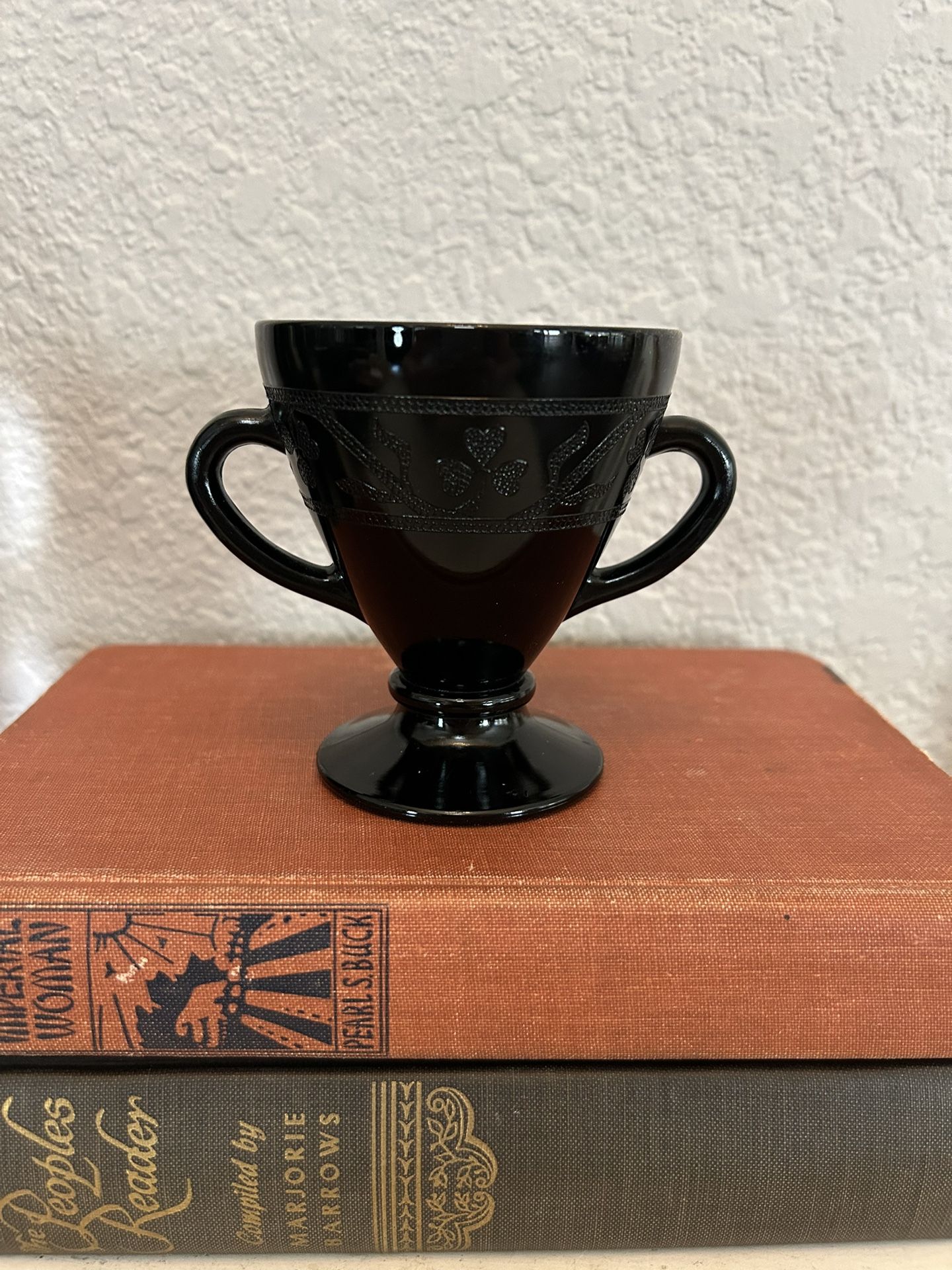 Vintage Black Glass Sugar Bowl