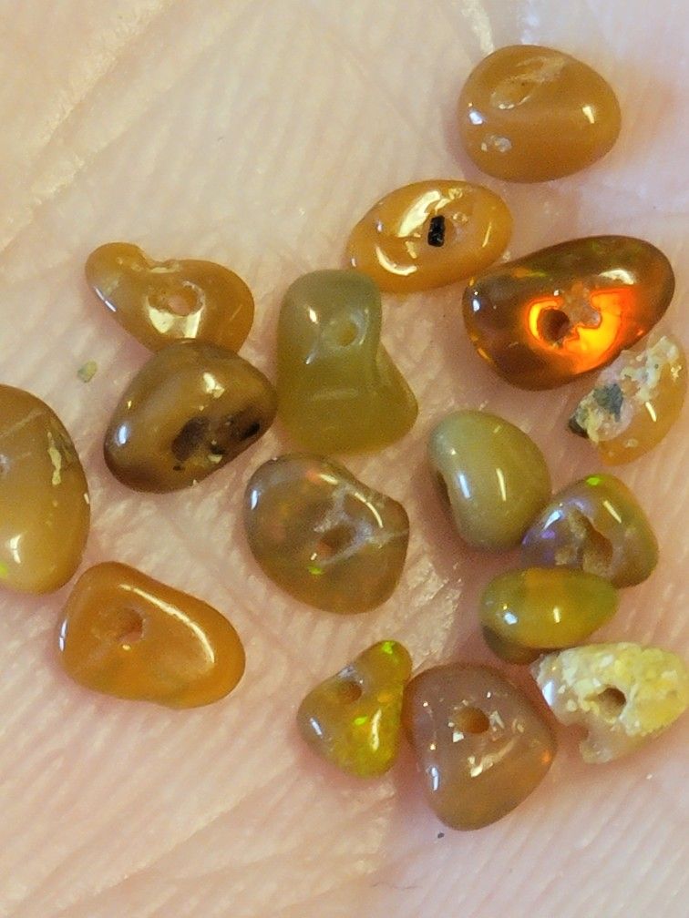 15pcs Natural Ethiopian Fire Opal Rough Polished Beads (Pre-Drilled)