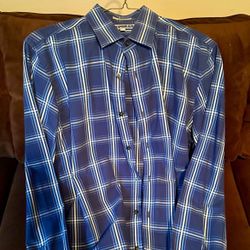 Men’s Express Fitted Long Sleeve Button Down Short Size Large
