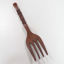 Large wood Tiki style decorative fork