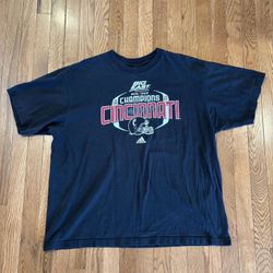 Cincinnati Bearcats Football Y2K 08-09 Back To Back Big East Champs Black Adidas T-Shirt