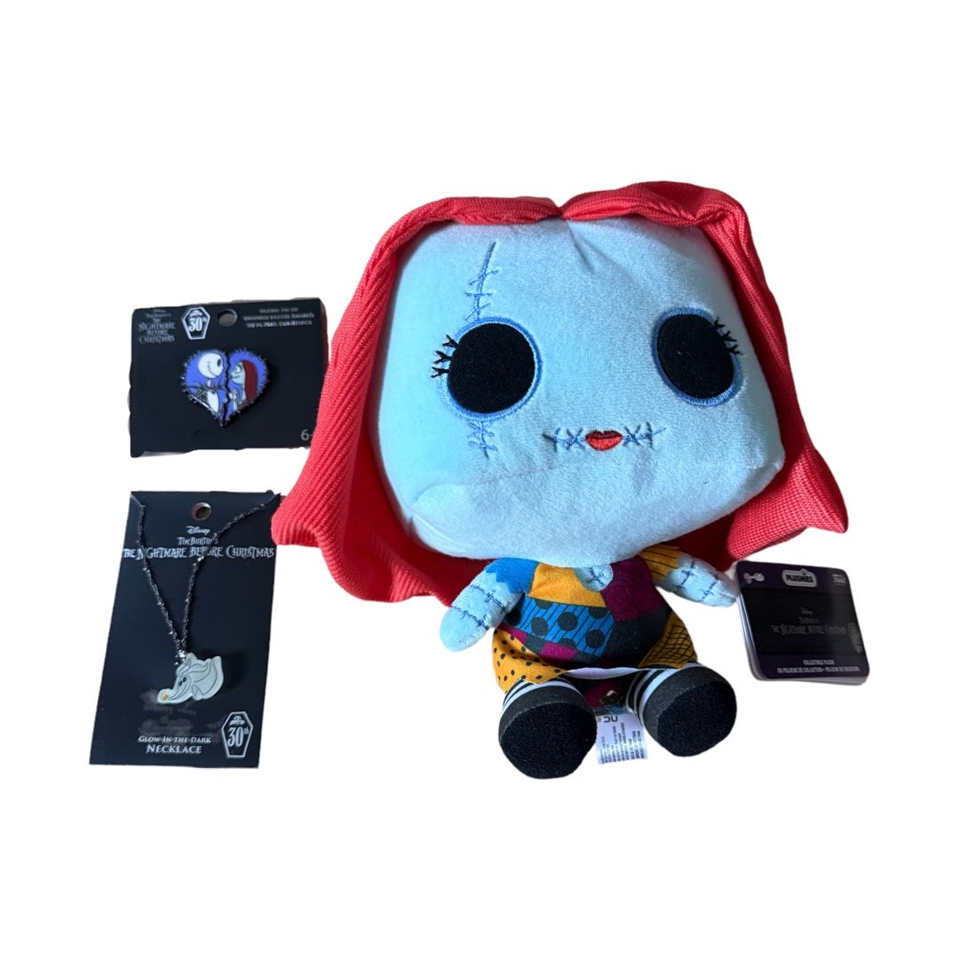 Nightmare before Christmas funko Plush and loungefly pins & Necklace