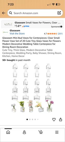 Glasseam Mini Bud Vases for Centerpieces: Clear Small