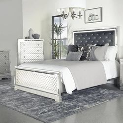 4pc Queen Bedroom Set Queen Bed Frame Dresser Mirror Nightstand