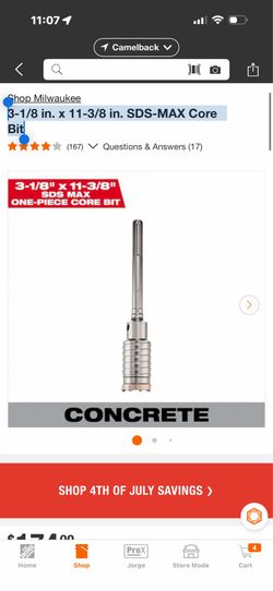 Milwaukee 3-1/8 in. x 11-3/8 in. SDS-MAX Core Bit