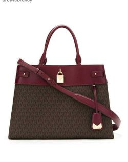 MICHAEL Michael Kors Gramercy Large Logo Satchel in Brown/Brandy