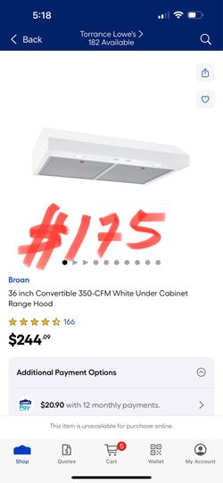 Broan 36 inch Convertible 350-CFM White Under Cabinet Range Hood