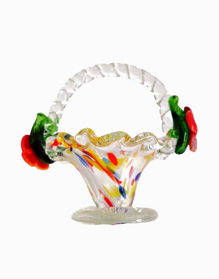 End Of Day Splatter Art Glass Basket