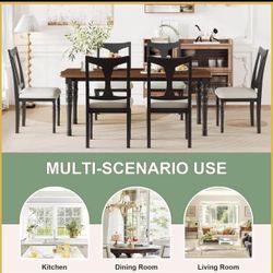 7-Piece Dining Table Set 60inch to 78inch Extendable Wood Dining Table with Removable Leaf