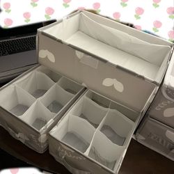 Sock Underwear Drawer Divider - Closet Organizers and Dresser Organizer Wardrobe Clothes Box Storage Bins with Lid for Bra, Leggings, Shirt