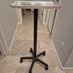 Adjustable Height Rolling Metal Tray