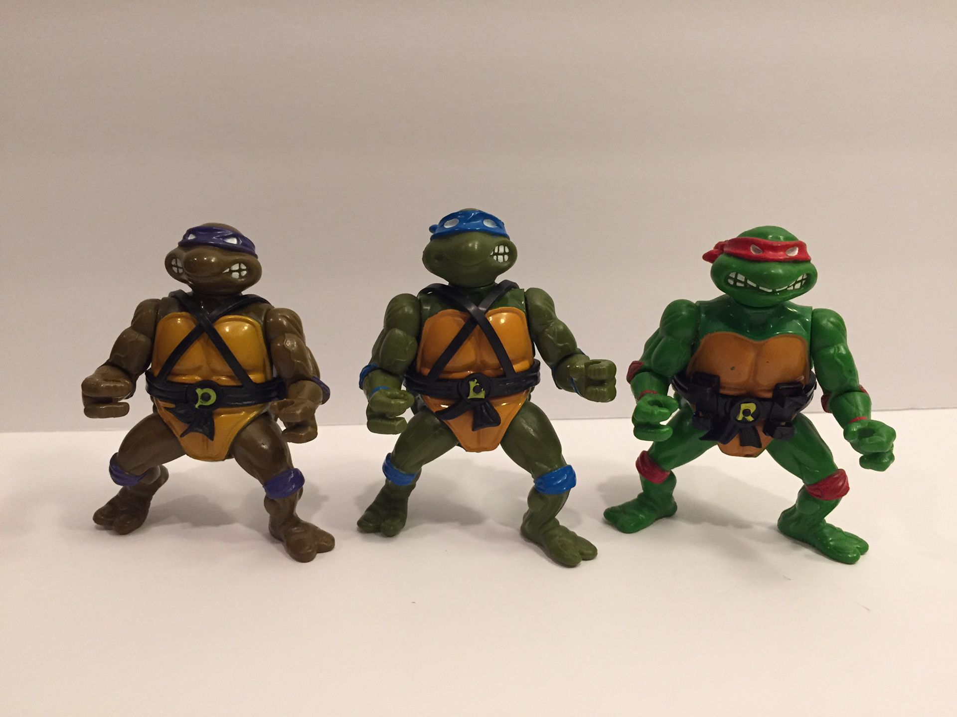 1988 TMNT 3 Turtle Lot - With Belts - Teenage Mutant Ninja - Vintage Action Figure Toy Playmates