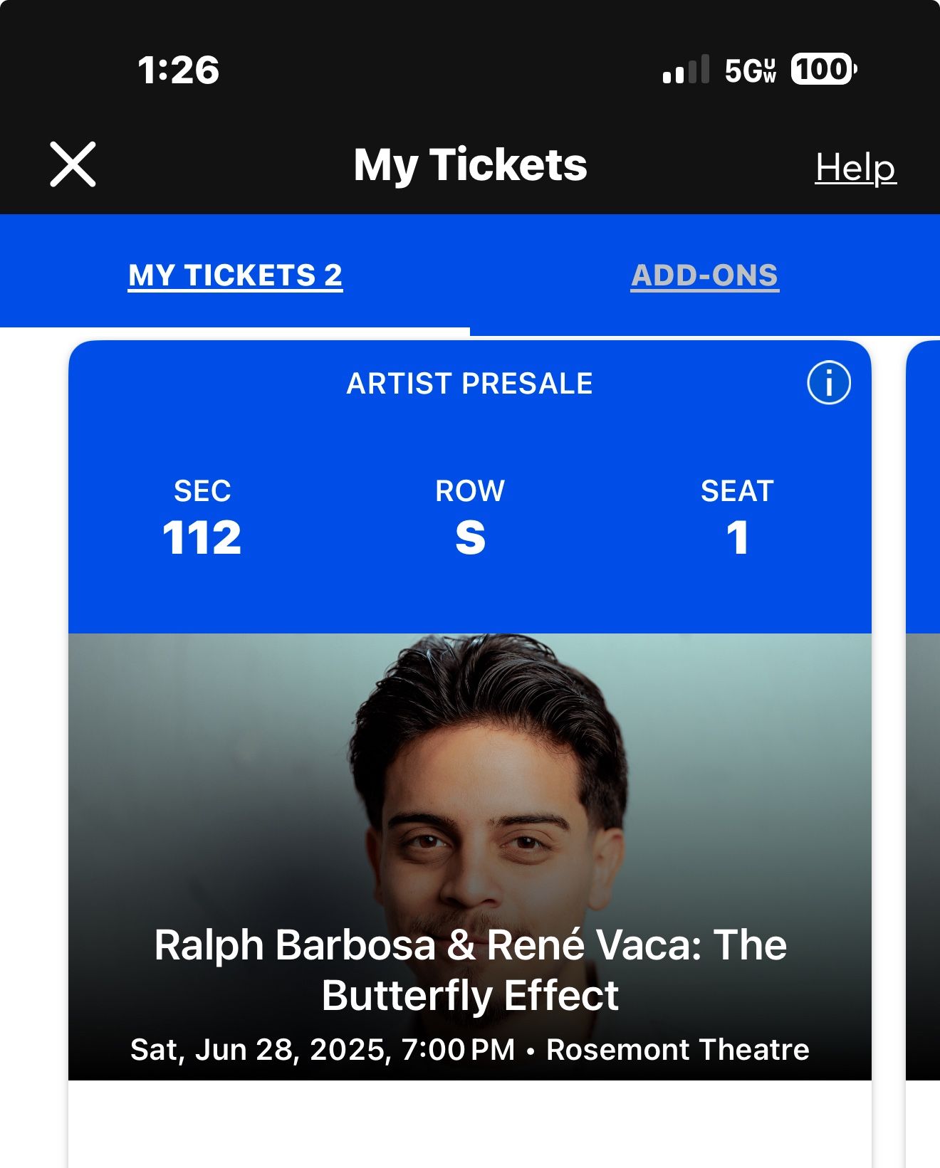 Ralph Barbosa / 2 Tickets 