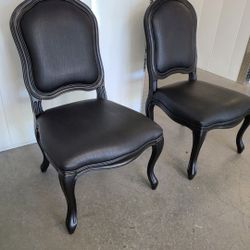 Black Leather King Louis Chairs