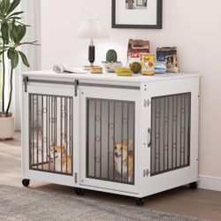 41” White Large Dog Crate w/ Sliding Door & Partition [NEW IN BOX] **Retails for $280