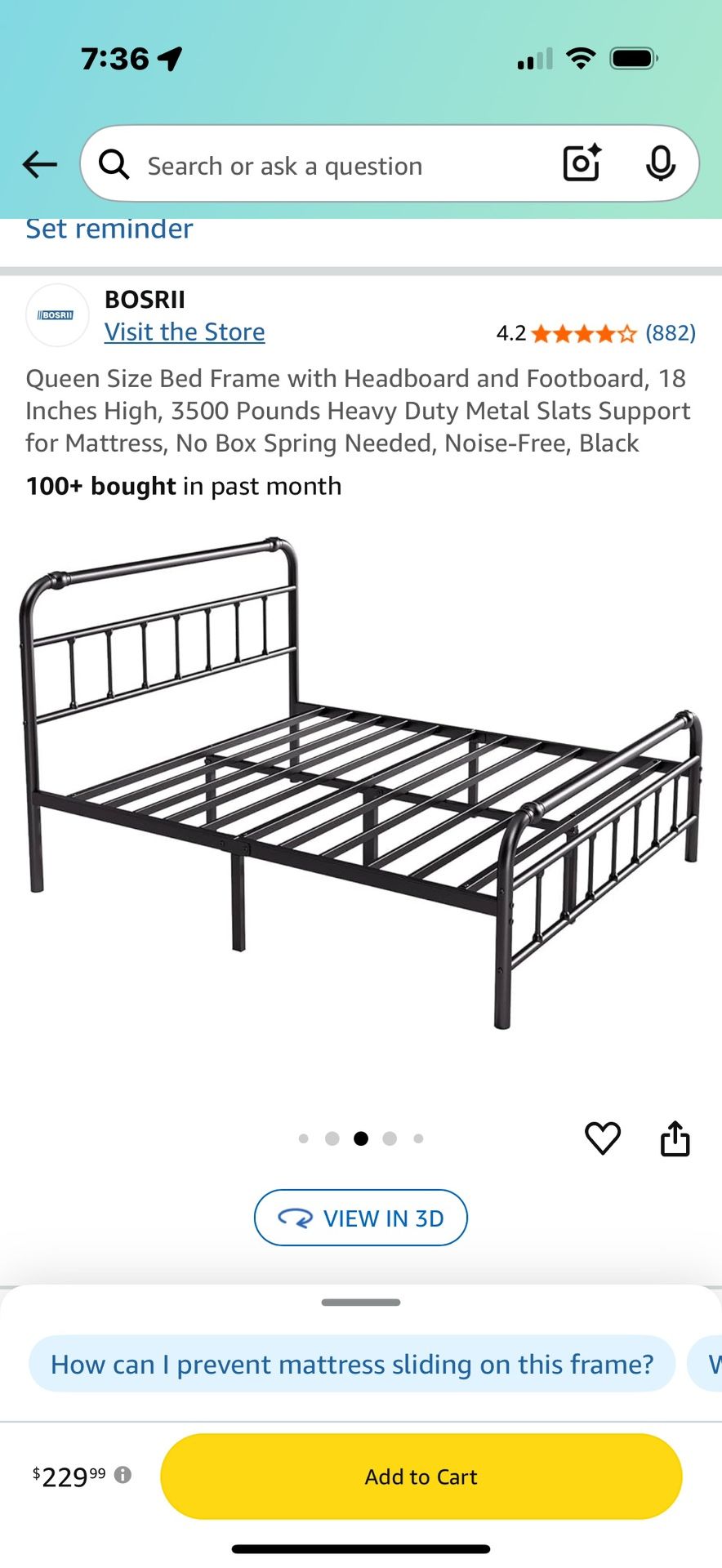 Queen Size Metal Bed Frame
