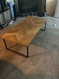 Wood Chevron Coffee Table with Metal Legs