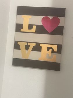 LOVE Canvas Wall Art with Heart