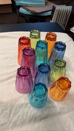 Set of 11 Colorful Ribbed Plastic  Cups
