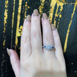 14k DIAMOND SAPPHIRE RING 