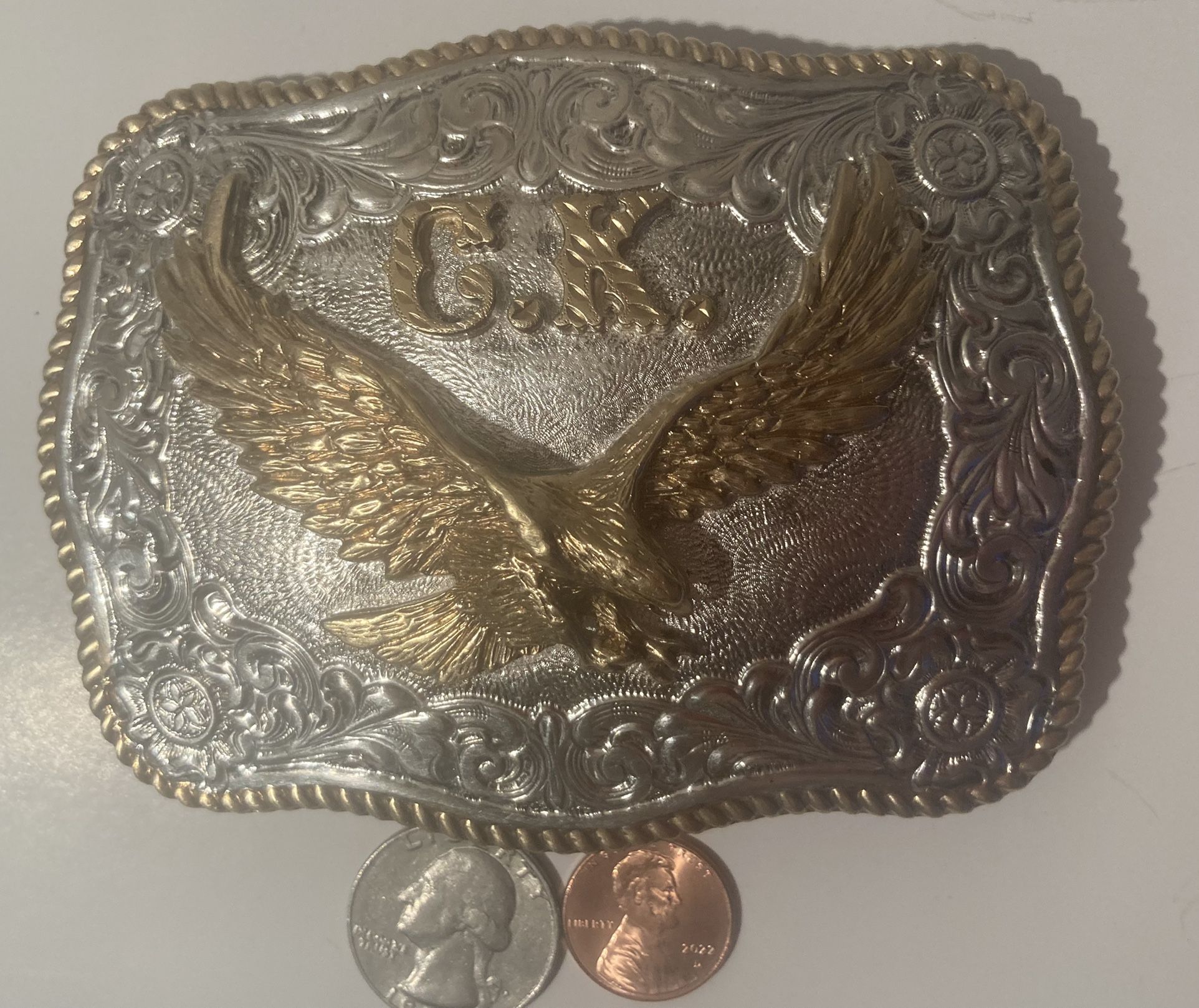 Vintage Belt Buckle Big Size CK Eagle Western Wear
