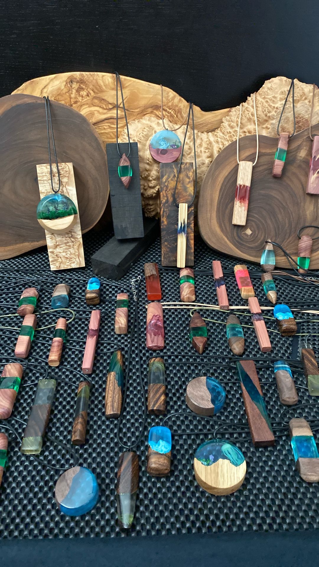 Wood And Resin Jewelry / Necklace, Rings And More