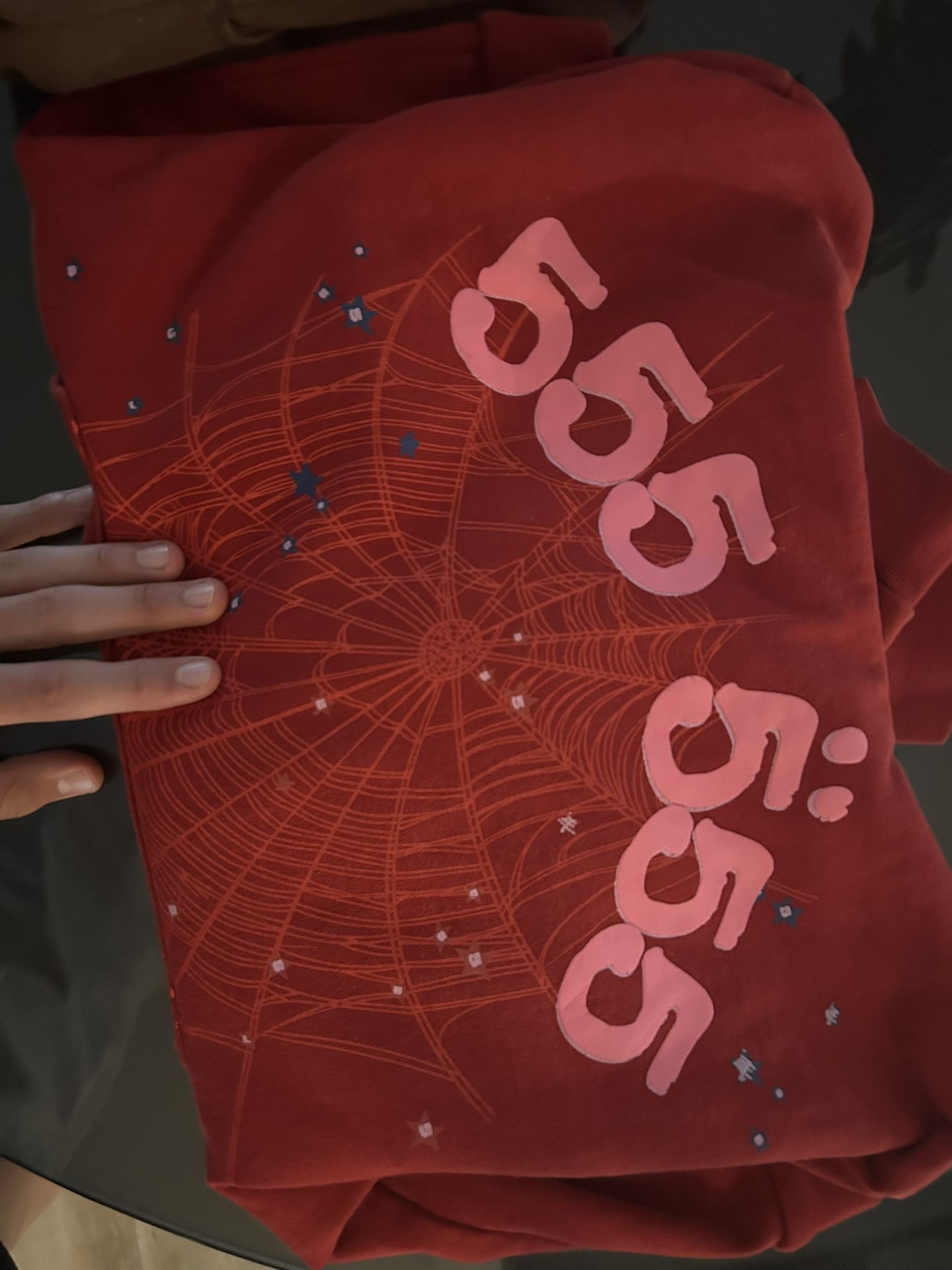 100% authentic Sp5der 555 Red Hoodie M