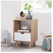 Free Natural wood color and white Night stands