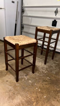 Set of 2 Wood Bar Stools