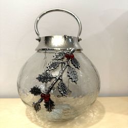 Hammered Glass Style Tea Light Votive Bulb Shaped Candle Holder Lantern