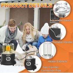 Outdoor Heater, 13000 BTU Indoor Outdoor Heater, 2-in-1 Portable Outdoor Heater Indoor with Handle, Patio Outdoor Heater for Tent, Ice Fishing, Greenh