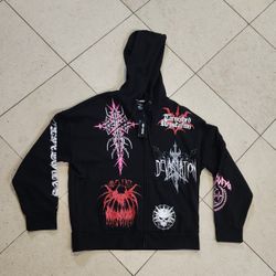 Dark Illusions Devastation Sweater Hoodie Adult Mens Size Large Double Sided NWT