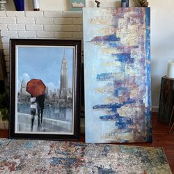 2 Large Wall Art And Shelf