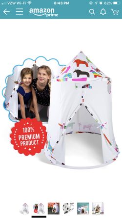 New Kids Teepee Tent Indoor/Outdoor Playhouse. Camping Pattern Canvas Kit