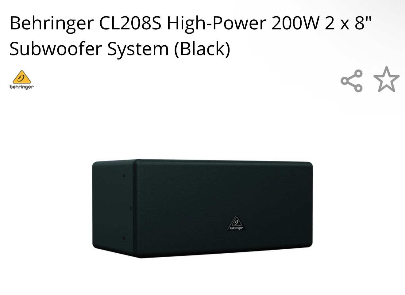 Behringer CL208S. High Power Speakers Subwoofer