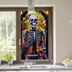 Stained Glass Skeleton Window Privacy Film 19.7x35.4