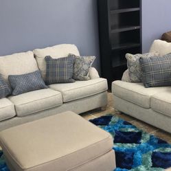 Traemore Linen Living Room Set & Sofa And Loveseat Recliner Options & Couch 