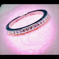 Round Cut Brilliant White Sapphire 925 Sterling Silver Woman’s Brand New Wedding Band 