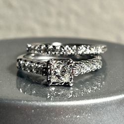 2pc 14k White Gold Engagement Ring 