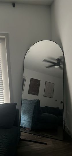 Arched Classic Black Aluminum Alloy Framed Oversized Full Length Mirror Floor Mirror