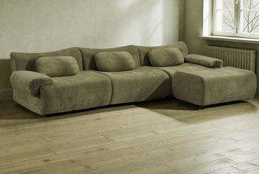 Olive Green Modular Sectional Sofa with Chaise