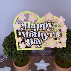 Happy Mother's Day 3D Cake Topper, Bouquet Topper