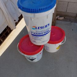 3 Empty Pool Chlorine Buckets 