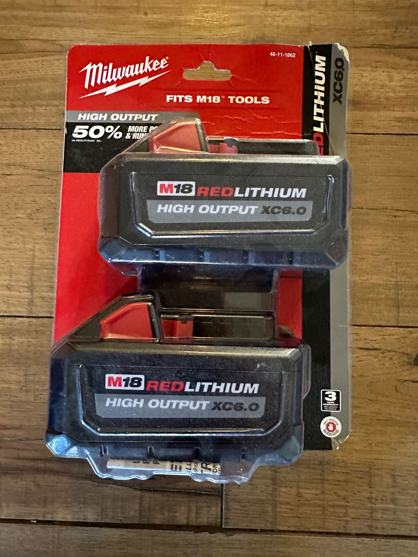 Milwaukee m18 Lithium Ion Batteries - 2 Pack - High Output 6.0Ah