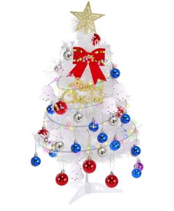 2Ft Artificial Christmas Tree with Lights,Tabletop Christmas Tree, Mini Christmas Tree with Gift Boxes for DIY Christmas Decorations(Bells, Christmas 