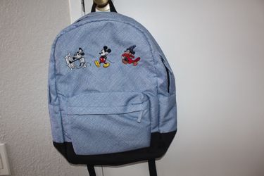 Disney Mickey Mouse Evolution Embroidered Backpack Blue School Travel Bag