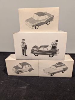 Dept 56 Snow Village Classic Cars Lot of 3 Sets + Service With a Smile