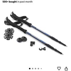 Cascade Mountain Tech Lightweight Aircraft-Grade Aluminum Trekking Poles with Extended Down Grip Kit