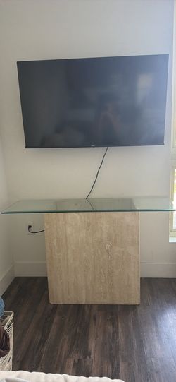 Travertine Table With Glass Top