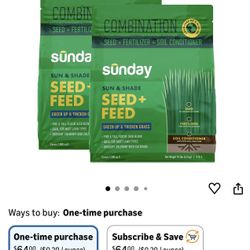 Sunday Sun & Shade 1,500 Sq. Ft. Seed + Feed, Grass Seed + Lawn Fertilizer - 2 Pack, 10 lb